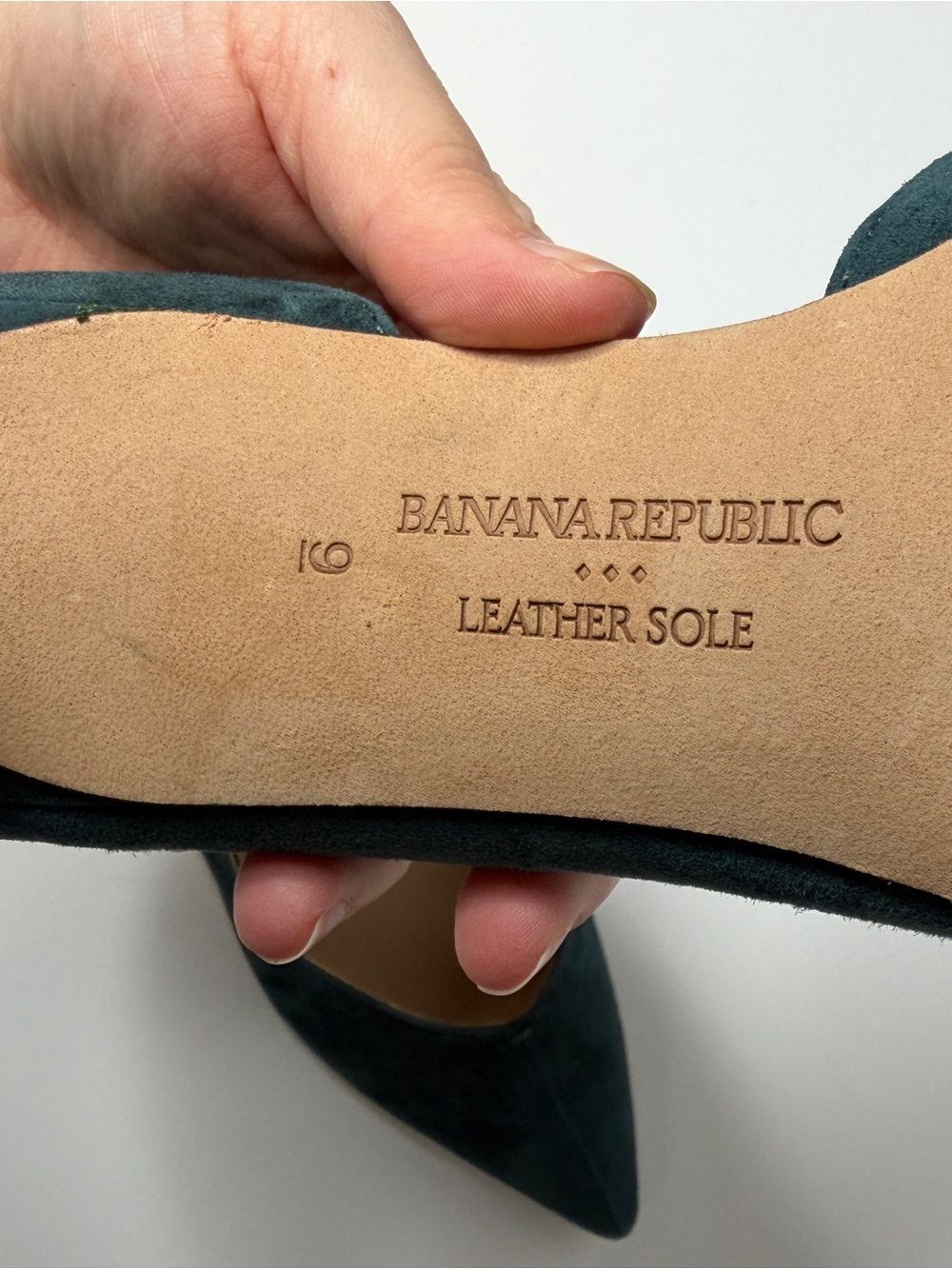Banana Republic Factory Suede d'Orsay Pump Heels in Pixie Dust Green Size 9 - Picture 9 of 9